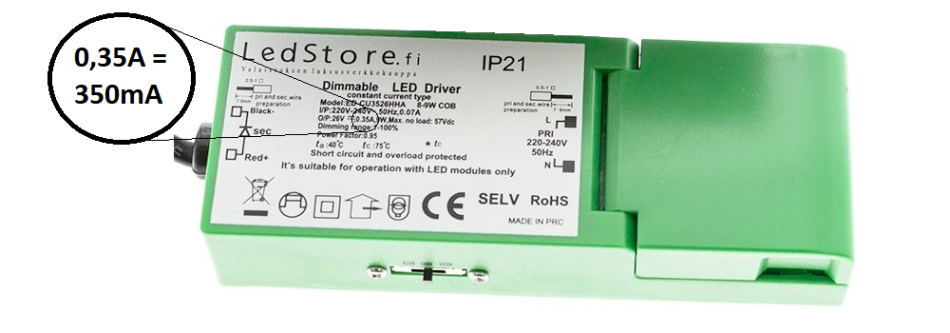 Constant current or DC voltage in the picture of the article Constant current driver 350mA