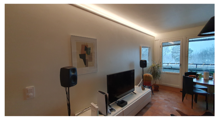 Indirect lighting on the living room wall