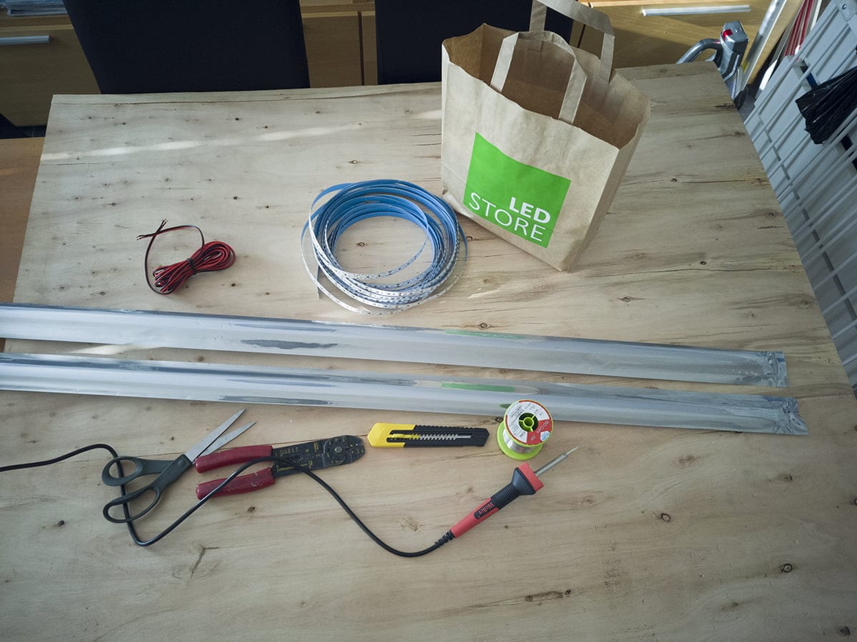Materials needed for step lighting.