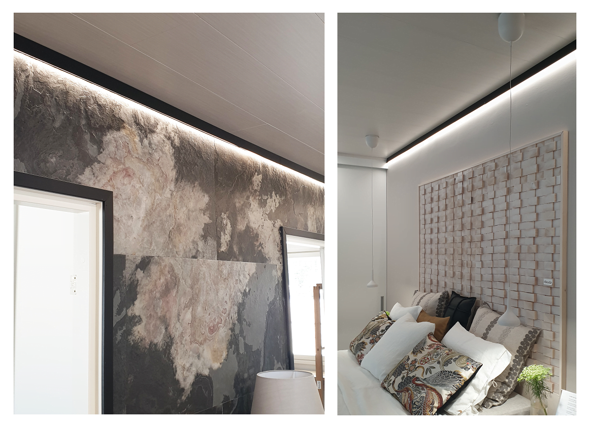 Black profile for indirect lighting.