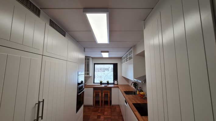 Led lights installed on the kitchen ceiling Led lights installed on the kitchen ceiling