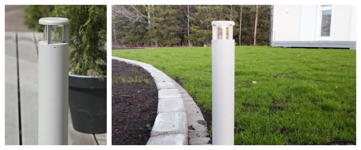 Yard lighting with round bollard lamp