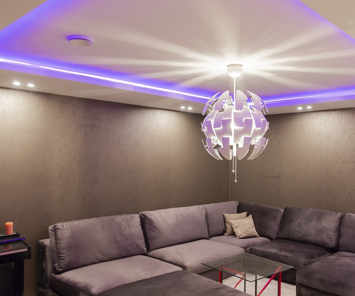 RGB led strip light in cinema room