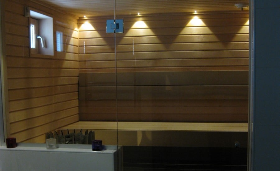 Sauna lighting with spotlights