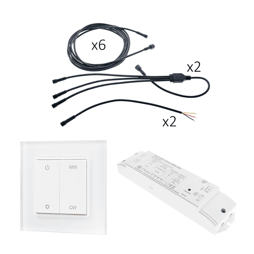 The spotlights can be controlled by wireless Zigbee controllers.