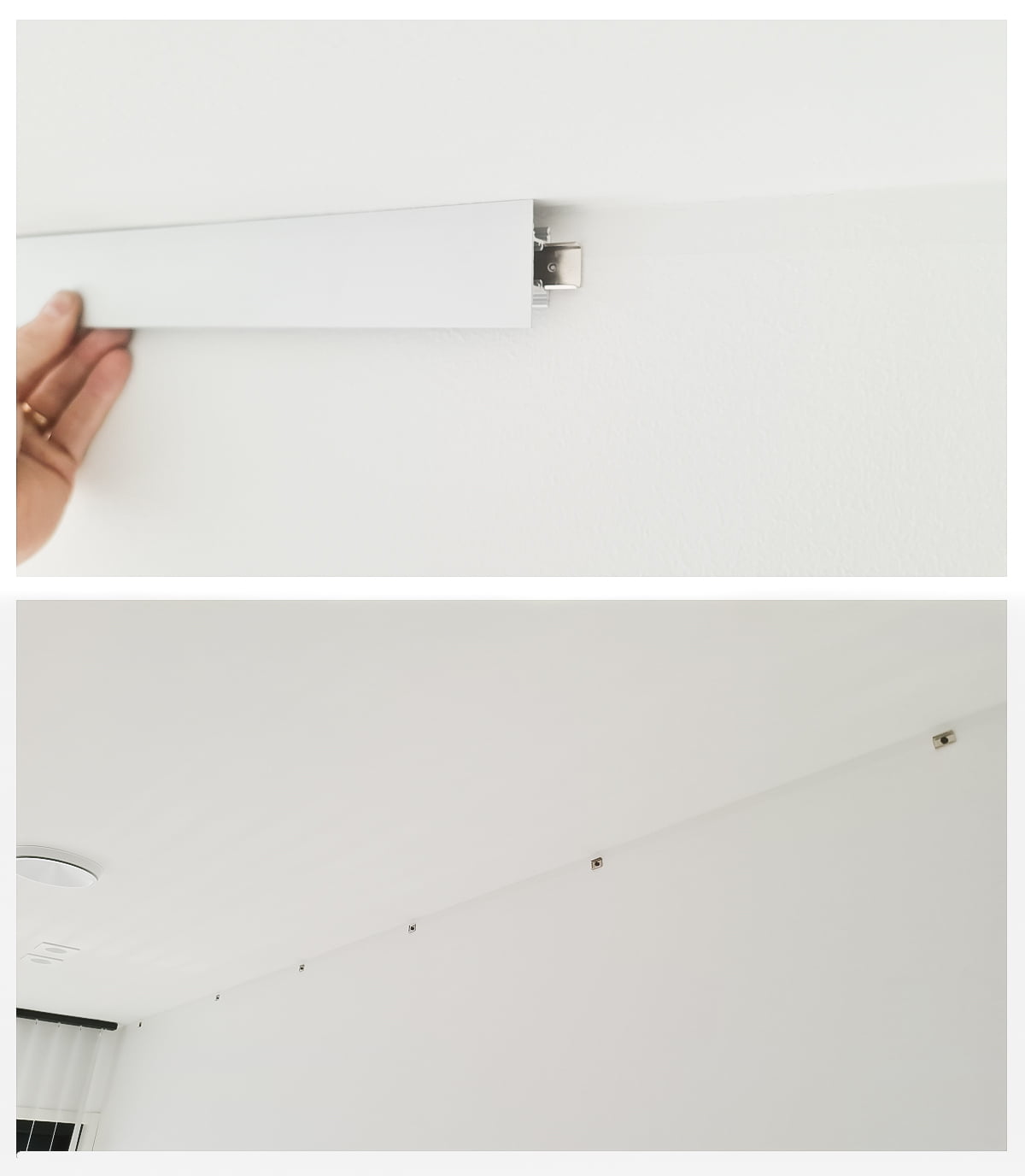 Indirect lighting is installed on the ceiling using mounting brackets, and it’s a good idea to mark their positions in advance.