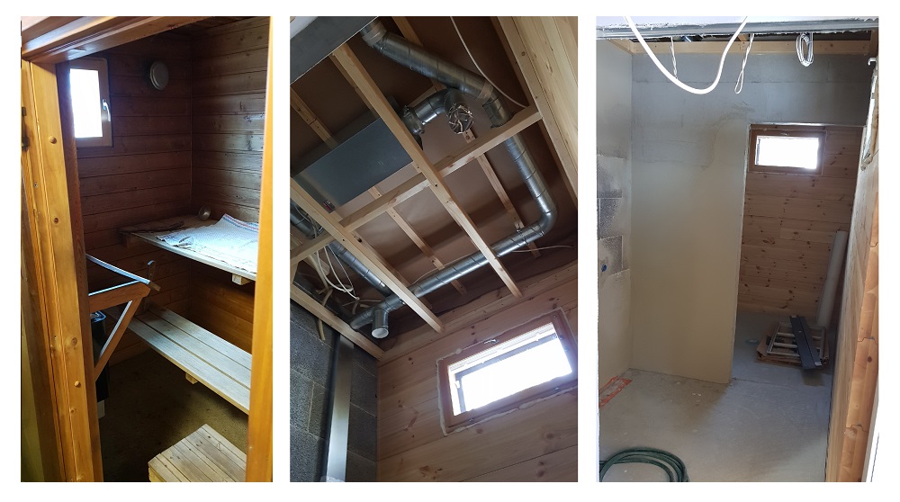 Sauna renovation starts with dismantling