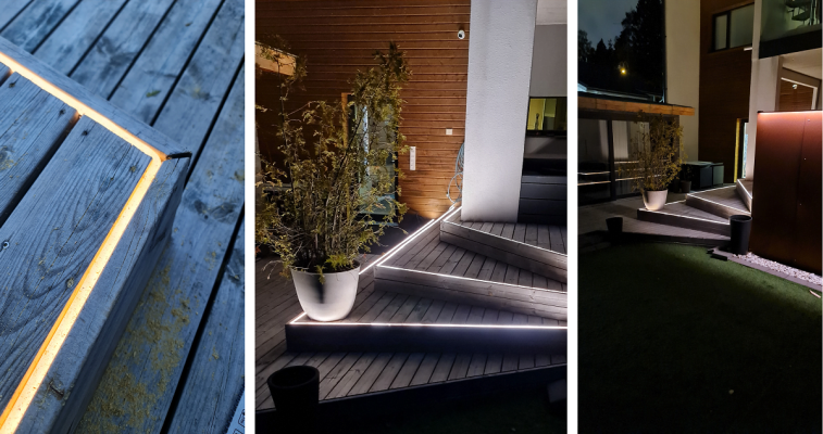LED strip for terrace, NEON strip installation LED strip for terrace, NEON strip installation